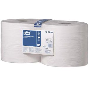 Produktbild für Putztuchrolle Tork 129262, W1 und W2, Recyclingpapier, weiß