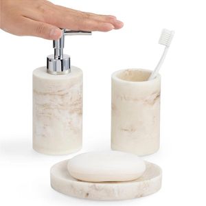 Produktbild für Badaccessoires-Set Navaris Marble, 3-teilig