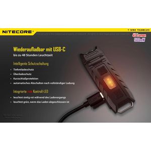 Produktbild für Taschenlampe Nitecore Thumb UV, LED, aufladbar