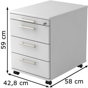 Produktbild für Rollcontainer Hammerbacher H-Serie, aus Holz, weiß