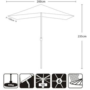 Produktbild für Sonnenschirm Sekey 33321507, rechteckig