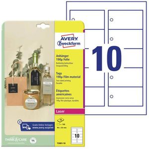 Produktbild für Hängeetiketten Zweckform T3001-10, 90 x 50 mm