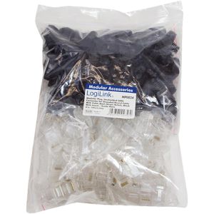 Produktbild für Modularstecker LogiLink MP0024, schwarze Tülle, Cat.6, RJ45