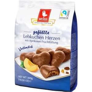 Lebkuchen Weiss gefüllte Herzen, Vollmilch