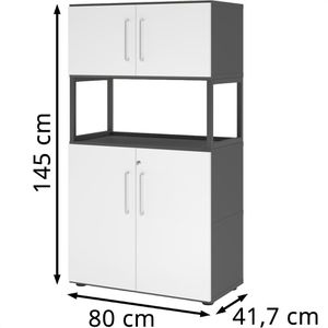 Produktbild für Kombischrank Hammerbacher FW48K5RG, weiß / graphit