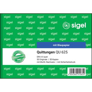 Produktbild für Quittungsblock Sigel QU625, fälschungssicher, MwSt. separat