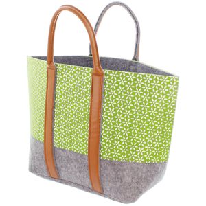 Produktbild für Einkaufstasche Frank-Flechtwaren Green Blossom, grün / grau