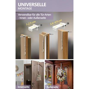 Produktbild für Türhaken 4smile für Türkranz, flexible Länge bis 50cm, weiß