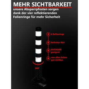 Produktbild für Absperrpfosten UvV Flex Ecoline 75, schwarz/weiß, Kunststoff