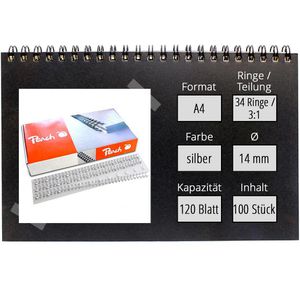 Produktbild für Drahtbinderücken Peach Easy-Wire, silber, für A4