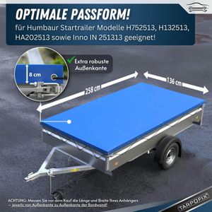 Produktbild für Anhänger-Plane Tarpofix FP5, wasserdichte Flachplane