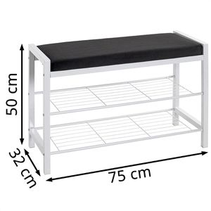 Produktbild für Schuhbank Haku-Möbel 54343, weiß / schwarz, aus Metall