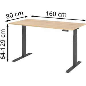 Produktbild für Schreibtisch Hammerbacher XDKB 16, eiche / graphit