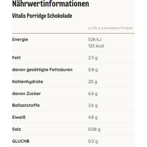 Produktbild für Haferbrei Dr.Oetker Vitalis Porridge, Schoko