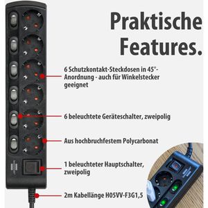 Produktbild für Steckdosenleiste Brennenstuhl mit 2m Kabel