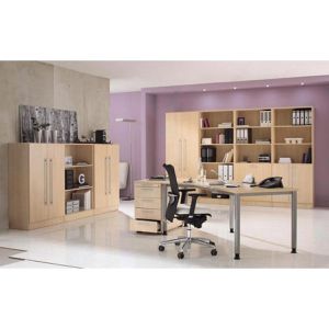 Produktbild für Schreibtisch Hammerbacher H-Serie, ahorn / silber
