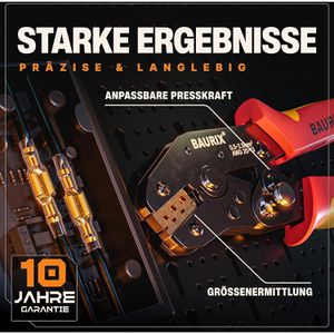 Produktbild für Crimpzange BAURIX Kairon, mit Flachsteckhülsen