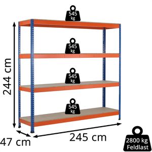Produktbild für Weitspannregal Schulte 18295-N, 4 Holzböden