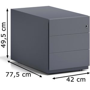 Produktbild für Rollcontainer Bisley Note, aus Metall, anthrazit
