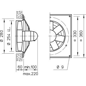 Produktbild für Axiallüfter Helios-Ventilatoren HQD 250/4, 36 x 36 cm