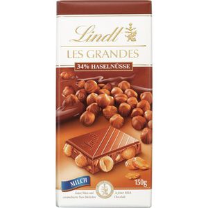 Tafelschokolade Lindt Les Grandes 34% Haselnüsse