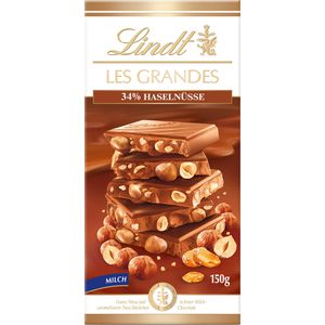 Tafelschokolade Lindt LES GRANDES 34% Haselnuss Milch