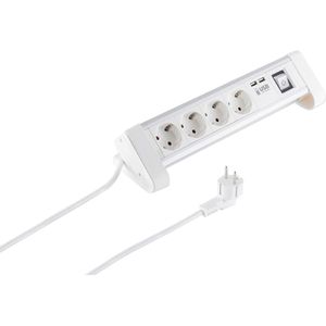 Produktbild für Tischsteckdose S-Conn 60317-W, mit 1,5 m Schuko Kabel