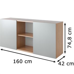 Produktbild für Sideboard Hammerbacher 1780, aus Holz, silber / nussbaum