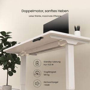 Produktbild für Schreibtisch FlexiSpot E5W, weiß / weiß