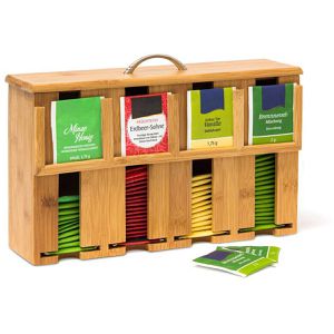 Teebox Relaxdays 10019149, für Teebeutel, natur, aus Bambus