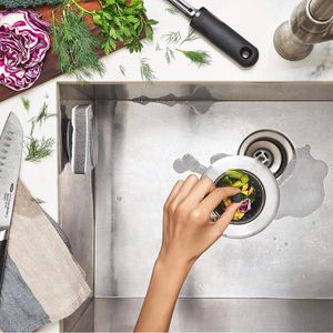 Produktbild für Abflusssieb OXO aus Silikon und Edelstahl, Ø 11 cm