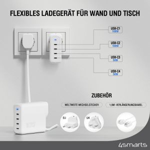 Produktbild für USB-Ladegerät 4smarts GaN Flex Pro, 200 Watt