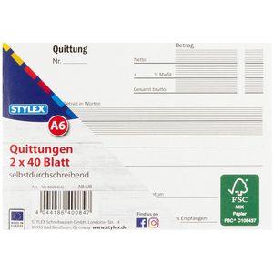 Quittungsblock Stylex 40084, A6 quer