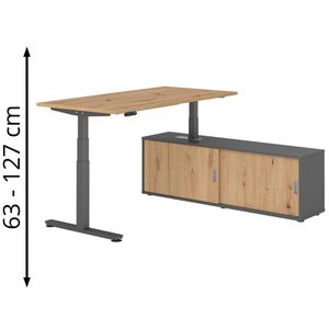 Schreibtisch Hammerbacher XDSM, 30050, asteiche, mit Sideboard