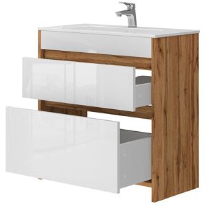 Produktbild für Waschtisch Vicco Detmold, stehend, goldkraft eiche / weiß