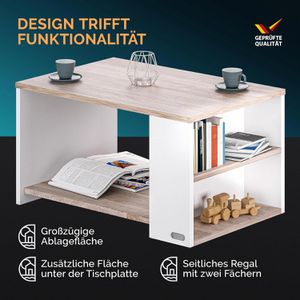 Produktbild für Couchtisch CASARIA Santa Cruz, aus Holz, eiche / weiß