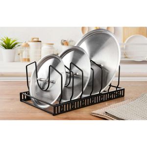 Produktbild für Topfdeckelhalter Gräwe 548.A.C1 schwarz, aus Edelstahl