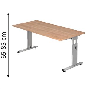 Schreibtisch Hammerbacher O-Serie, nussbaum / silber