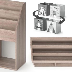 Produktbild für Bücherregal Vicco Luigi, sonoma eiche, mit 2 Faltboxen