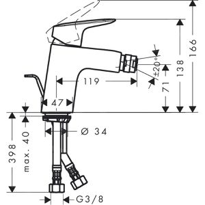 Produktbild für Bidet-Armatur hansgrohe Logis 70, verchromt