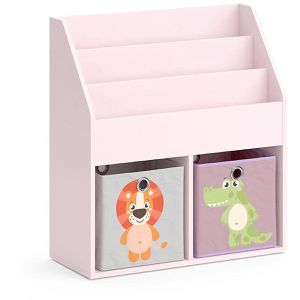 Bücherregal Vicco Luigi, rosa, mit 2 Faltboxen