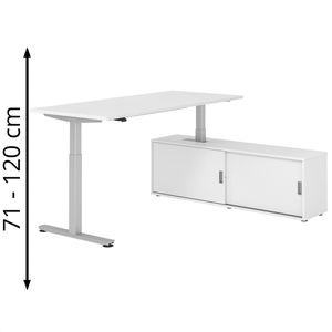 Schreibtisch Hammerbacher XMST 29429, weiß, mit Sideboard