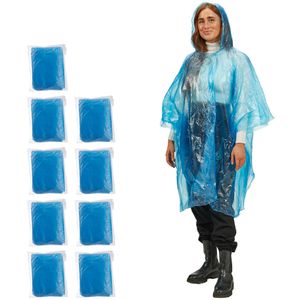 Regenponcho Relaxdays Länge 95 cm, Einweg, 10 Stück