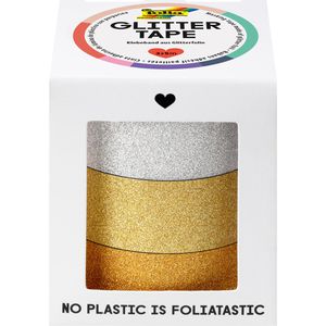Washi-Tape Folia 28301 Glitzer, silber, hellgold, gold