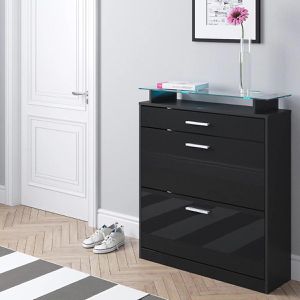 Produktbild für Schuhschrank Vicco Alex, schwarz, mit LED-Beleuchtung