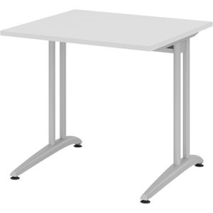 Schreibtisch Hammerbacher B-Serie, lichtgrau / silber