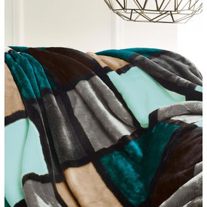 Produktbild für Kuscheldecke Gözze Antigua Cashmere Feeling, aqua/taupe/petrol