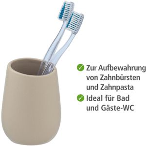 Produktbild für Zahnputzbecher Wenko Badi, beige, aus Keramik