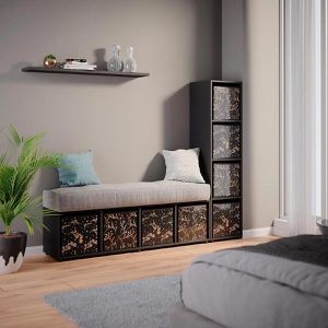 Produktbild für Bücherregal Vicco Ludus, schwarz, mit 2 Faltboxen