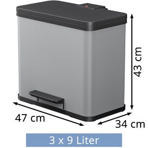 Produktbild für Mülleimer Hailo trio Plus L, silber